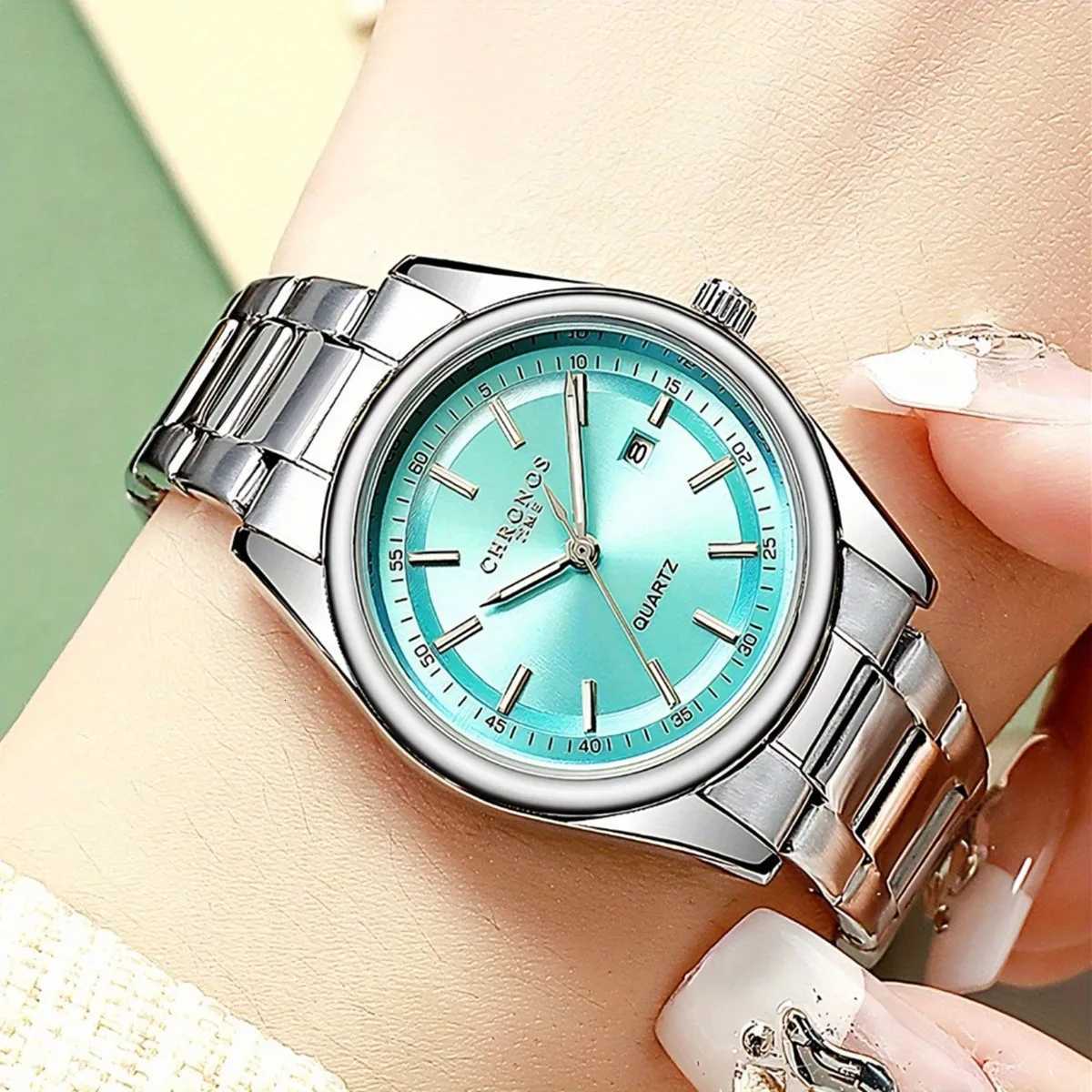 CHRONOS Wens Luxury Fashion Ladies with Stainl Steel Band Luminous Cndar Busin Casual Gift for Any Ocn M251222