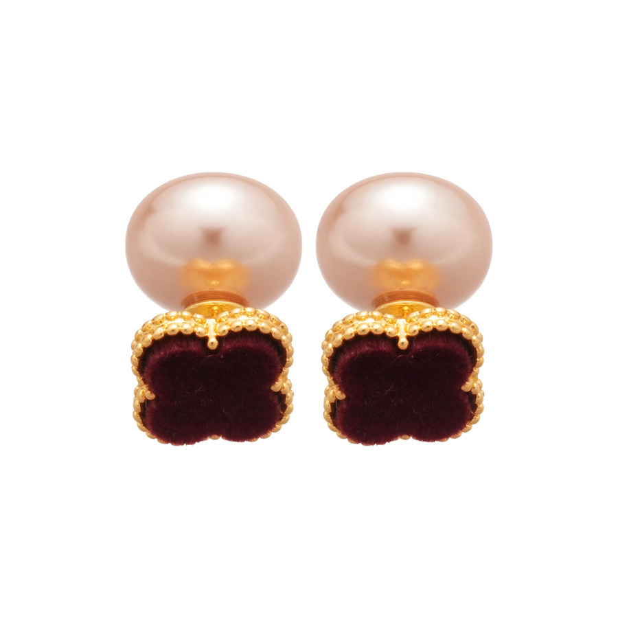 Silver Needle Flocked Flower Pearl Simple Fashion Retro Elegant Niche Light Luxury High-end Feel Earrings for Women - view 9