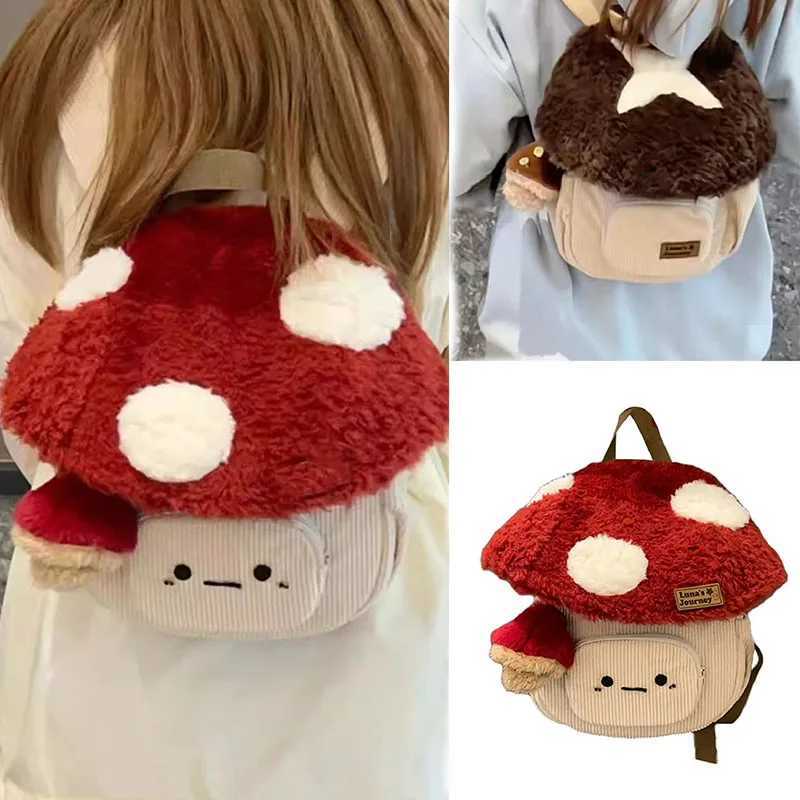 Fashion Cartoon Mushroom Backpacks for Women New Autumn Winter Anime Plush Cute Doll Bag Christmas Gift Cute Anime BackpackM251222