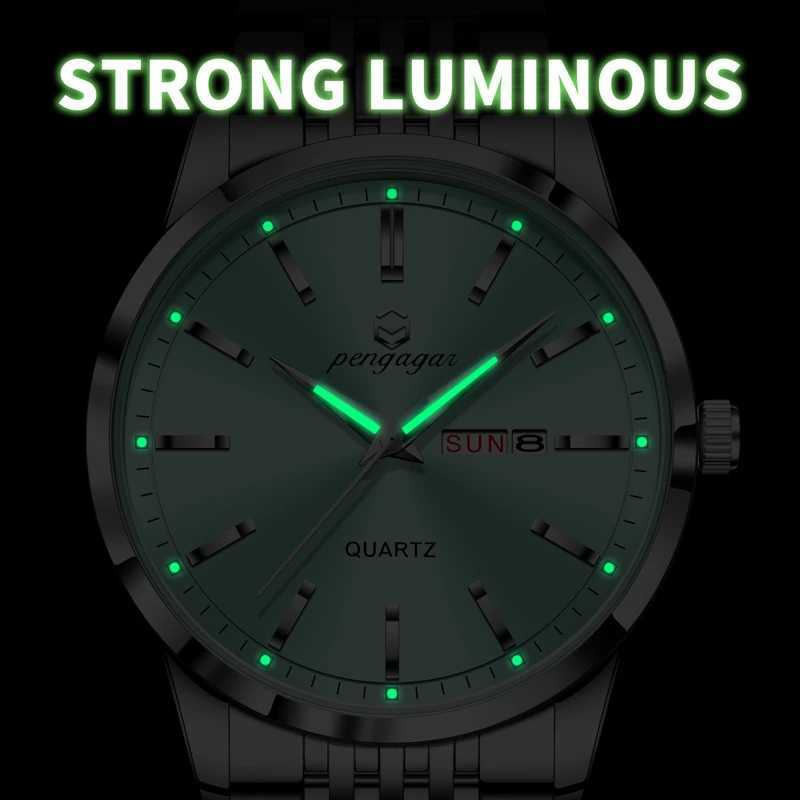 PENGAGAR Luxury Men Date Week Waterproof Luminous Stainl Steel For Man Casual Quartz Mens es M SportBo M251222