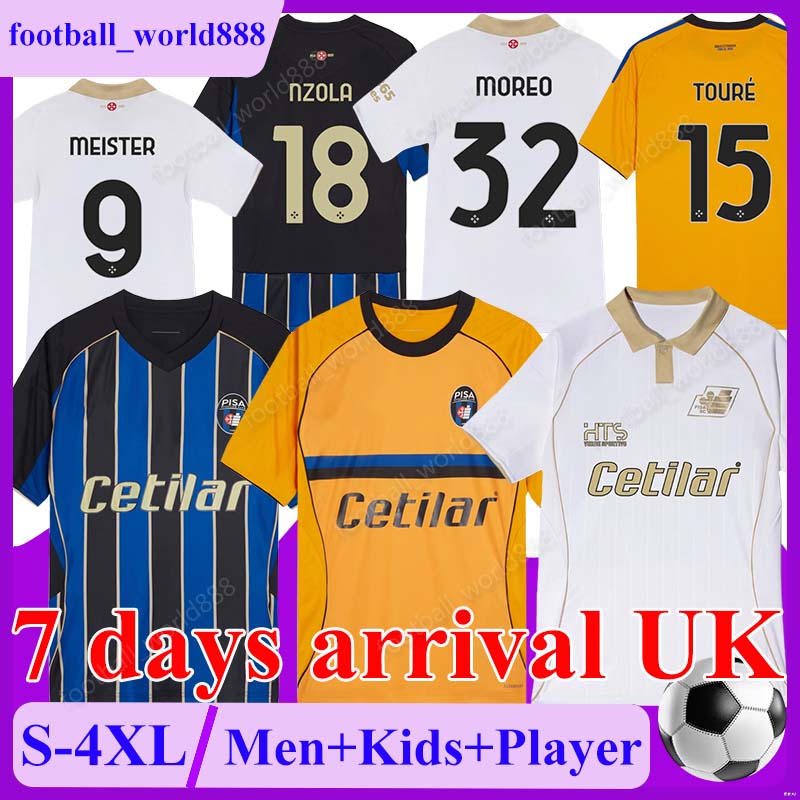 4XL maglia Pisa SC 25 26 Soccer Jerseys NZOLA MOREO MEISTER 2025 Football Shirts TRAMONI TOURE J.CUADRADO football kit LORRAN LERIS PICCININI Men Kids Kit Socks Set