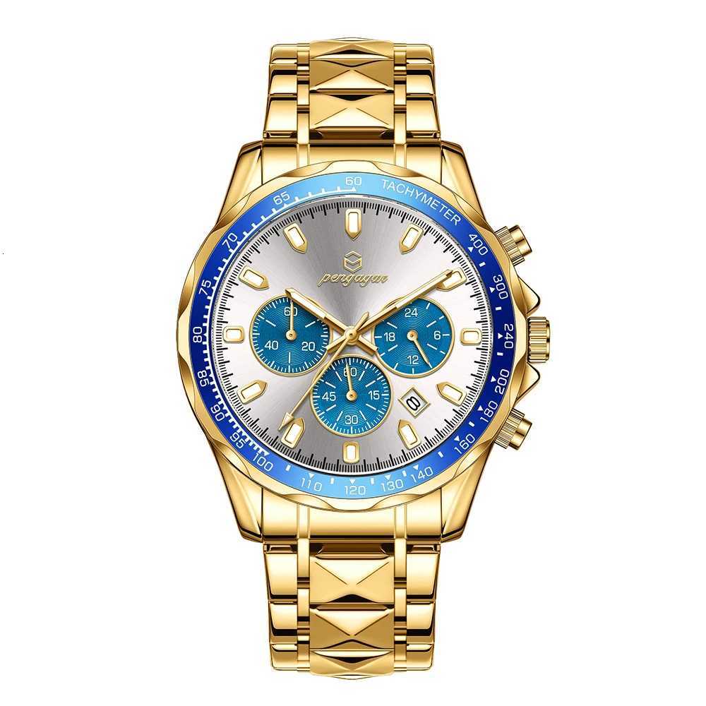 POEDAGAR Luxury Gold es Men Busin Waterproof Luminous Fashion Stainl Steel Date Week Band Ms Quartz Reloj M251222