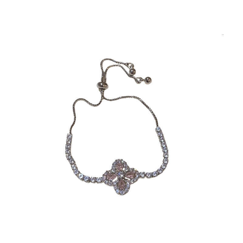 Korean Style Light Luxury Water Drop Flower Bracelet for Women, Adjustable Zircon Inlaid High-End Fashion Temperament Jewelry for Party & Date