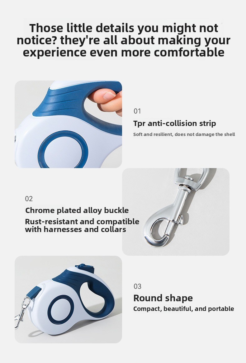 Automatic Retractable Chain Leads Dog Leash with Durable Reflective Strap Anti Pull for Small Medium Large Dogs