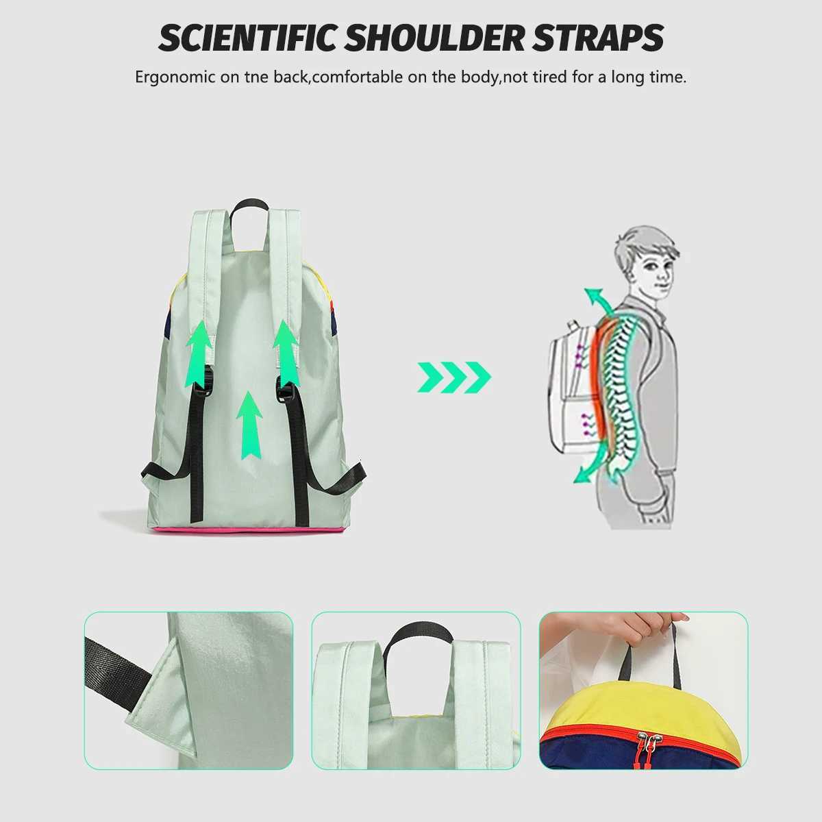 Contrast Color Outdoor Travel Backpack Ladies 2025 New College Student School Bag Fashion All-Match Lightweight Small BackpackM251222