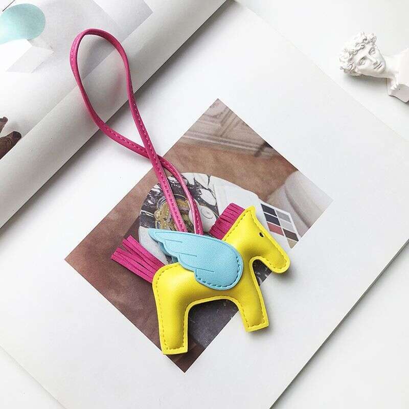 2025 New Cute Leather Rearview Mirror Bag Pegasus Pendant Internet Celebrity Review Hanging Decoration