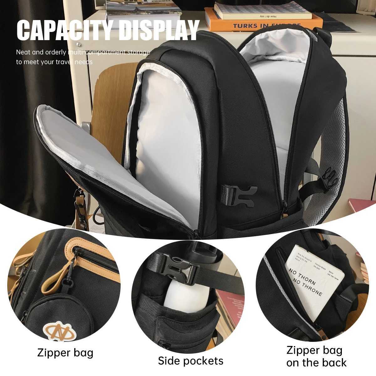 Original Design Simple Solid Color Computer Backpack College High School Schoolbag Female ForEST Style Canvas Backpack Male TravelM251222