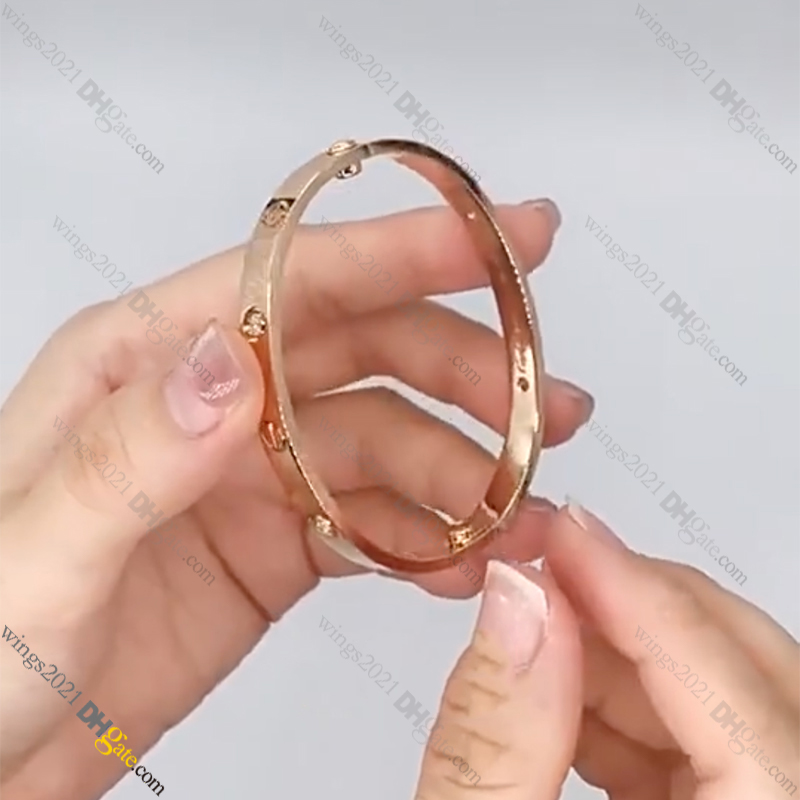 Designer Bracelet Jewelry for Women 4 Diamonds Love Screw Bracelet Titanium Steel Bangle Gold-Plated Never Fading Non-Allergic, Gold/Silver/Rose, Store/21417581