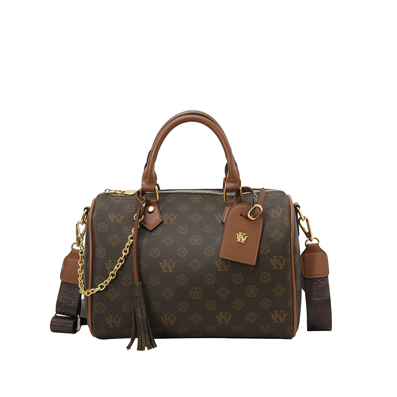 WK Premium sense portable pillow bag women's 2025 new retro printed women's cylinder bag shoulder bag oblique span bag tide