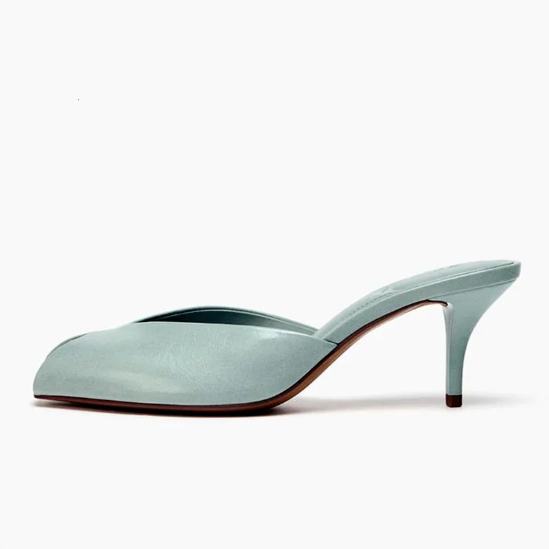 Sexy Peep Toe High Heel Slippers Women High Quality Patent Leather Thin Heel Slide Sandals Fashion Party Dress Shoe251218