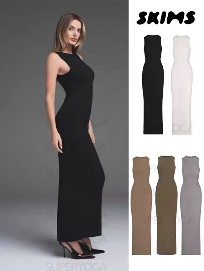 Skims Women Tank Set onesie Sculpting with a Sexy Long Dress Heart Cutout Tank Stretch Fit Valentine Day Limited Edition Skimss set