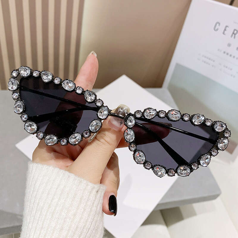 UV400 Prescription Rhinestone Sunglasses - Euro-American Retro Metal Frame Large Bling