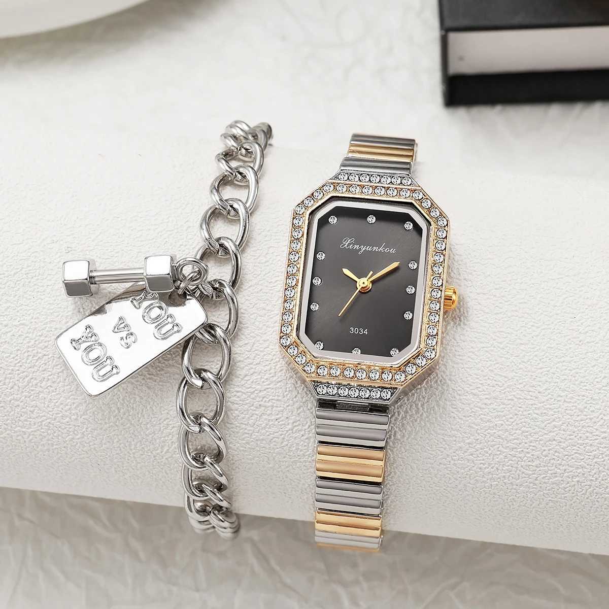 Light luxury fl-diamond wens quartz two-tone steel strfashionable a gift for girlfriend M251222