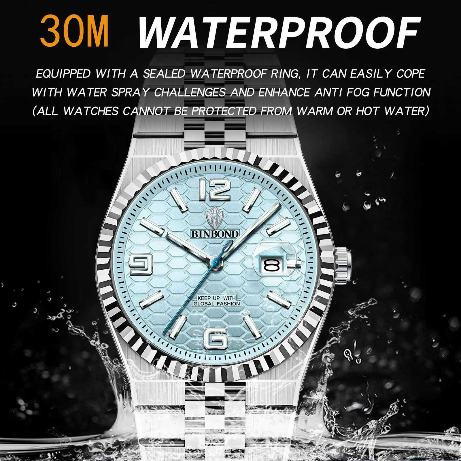 BINBOND Military Man Wrist Quartz Week Date For Men Waterproof Luminous Stainl Steel Mens es Reloj M251222