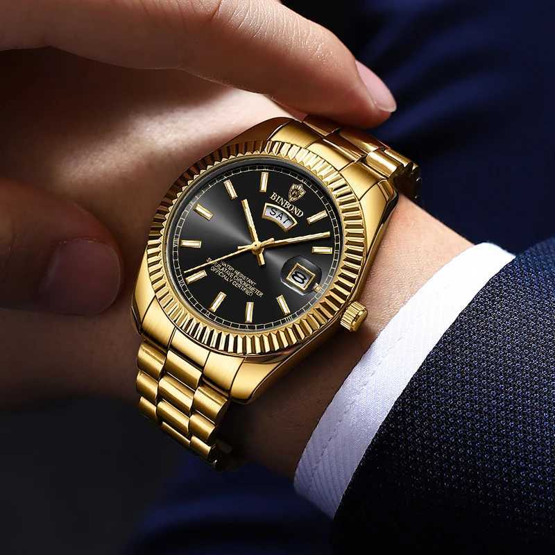 BINBOND Mens Brand Fashion Busin Sports Quartz 30M Waterproof Luminous Classic Cndar Creative Clock Mens Wrist M251222