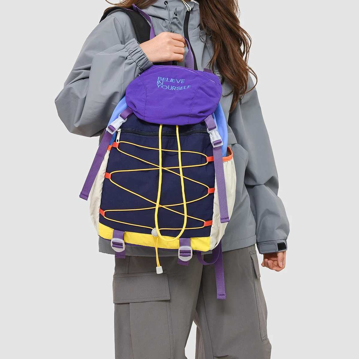 or Women Lightweight Travel New Style Commuter Student School Bag Large Capacity Travel Backpack Drawstring Shoulder Bag Crossbody Bag Outdoor Sports 