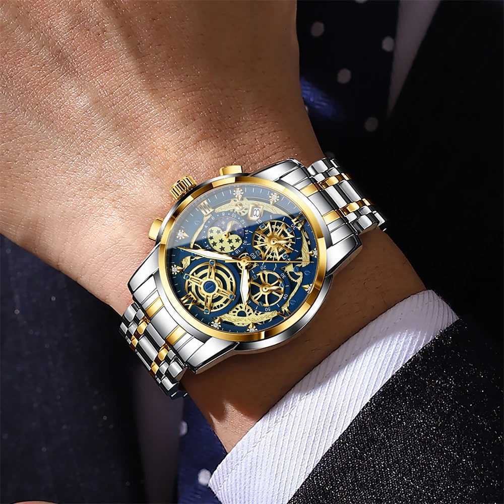 BINBOND Round es For Men Week Date Stainl Steel Man Luminous Waterproof Luxury Mens Quartz Wrist M251222