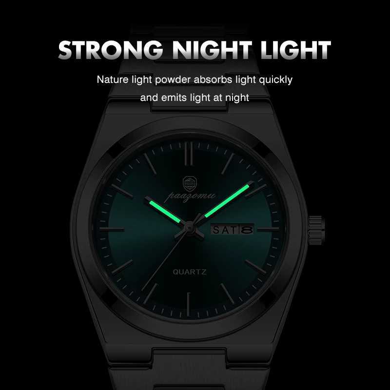 PAAZU Busin Man Wrist Date Chronogrh Waterproof Luminous Luxury Men Stainl Steel Quartz Mens es M M251222