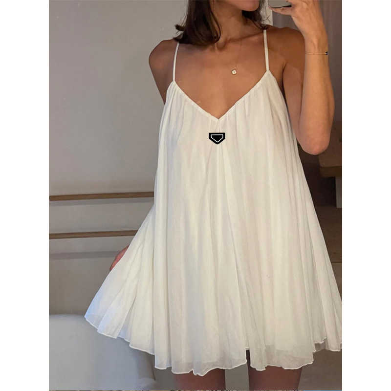 Basic & Casual Dresses Designer Brand Streetwear New Fashionable Elegant Sweet Loose Solid Color Strap Dress 7ORZ