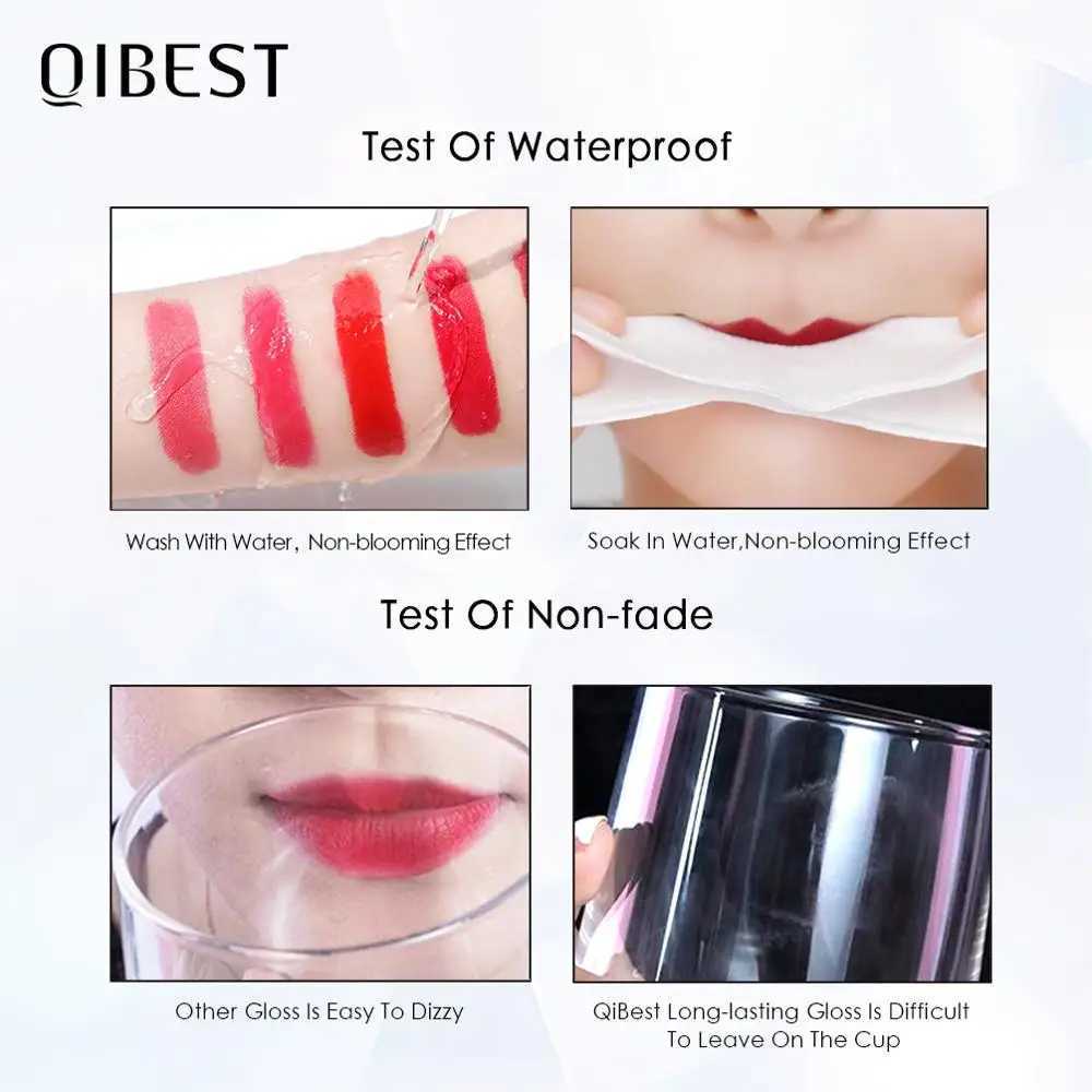QIBEST Matte Lip Gloss Lip Makeup 34 Colors Velet Nude Waterproof Lipgloss Matte Lipstick Liquid Lipstick Long lasting Lip TintT251222