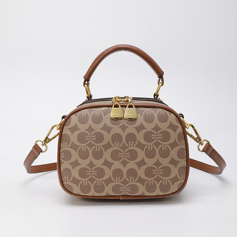 LUYIWEINASI High-end fashion portable small round bag women's 2025 new retro large-capacity double-layer shoulder bag oblique span bag women