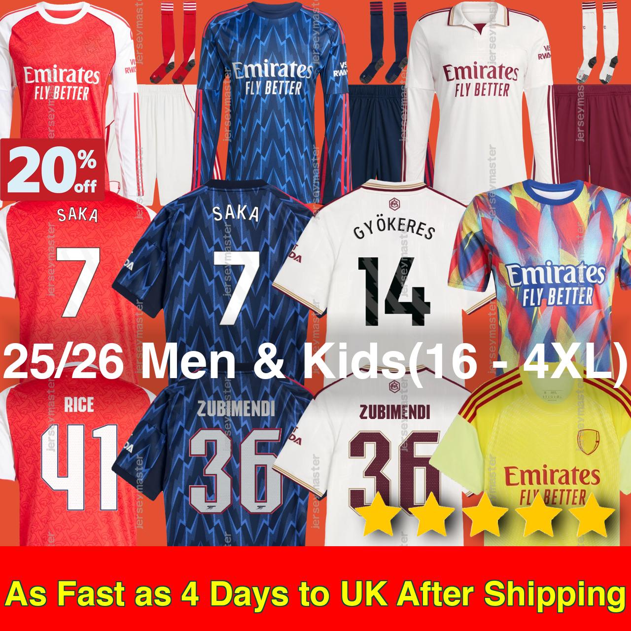 25/26 CALAFIORI soccer jerseys Aries 24 25 26 sterling G.JESUS SAKA MERINO HAVERTZ RICE ODEGAARD MARTINELLI football kits shirt Men Kids