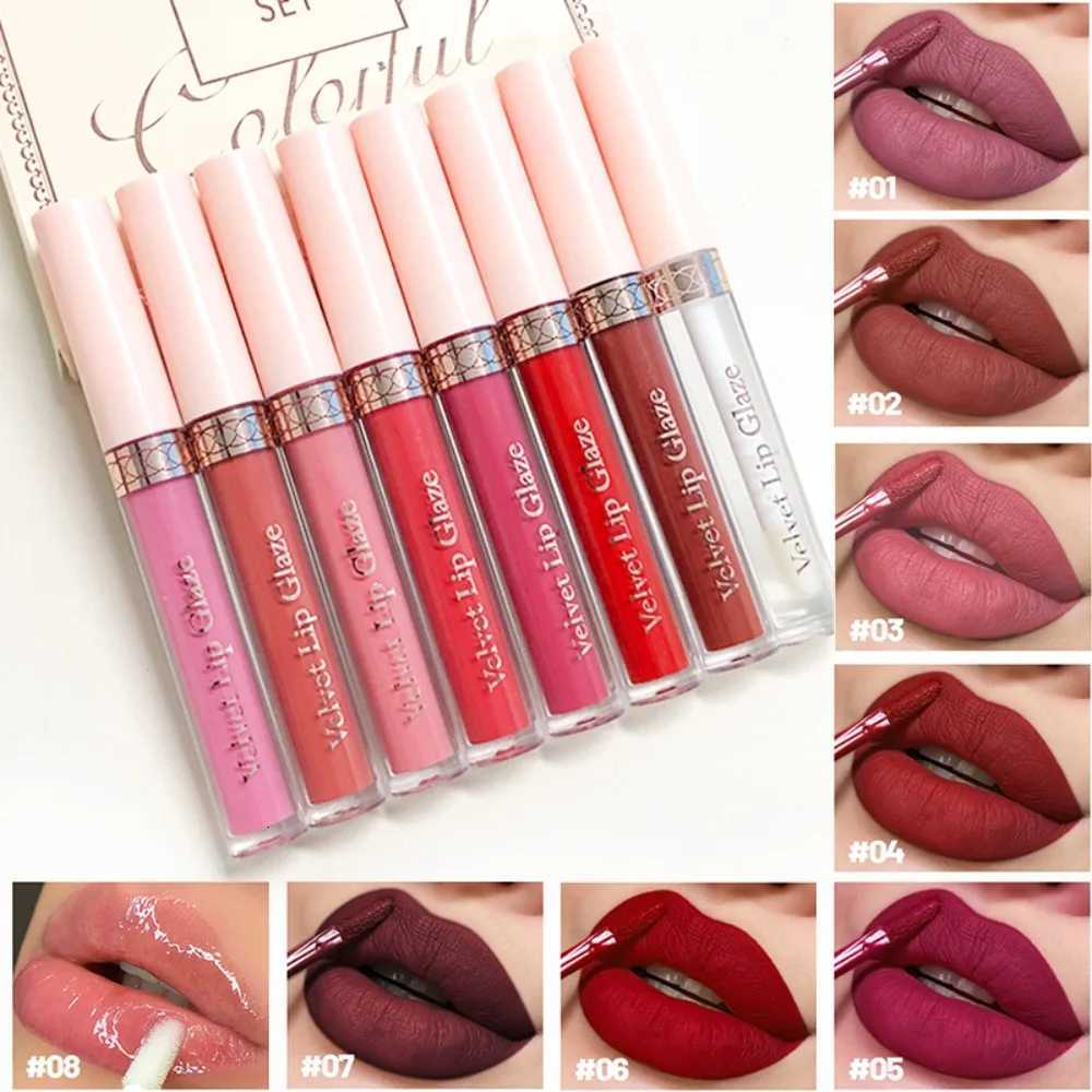 8PCS Swans Velvet Liquid Lipstick Set Matte Waterproof Long Lasting Lip Gloss Shades for Daily Party Makeup GiftT251222