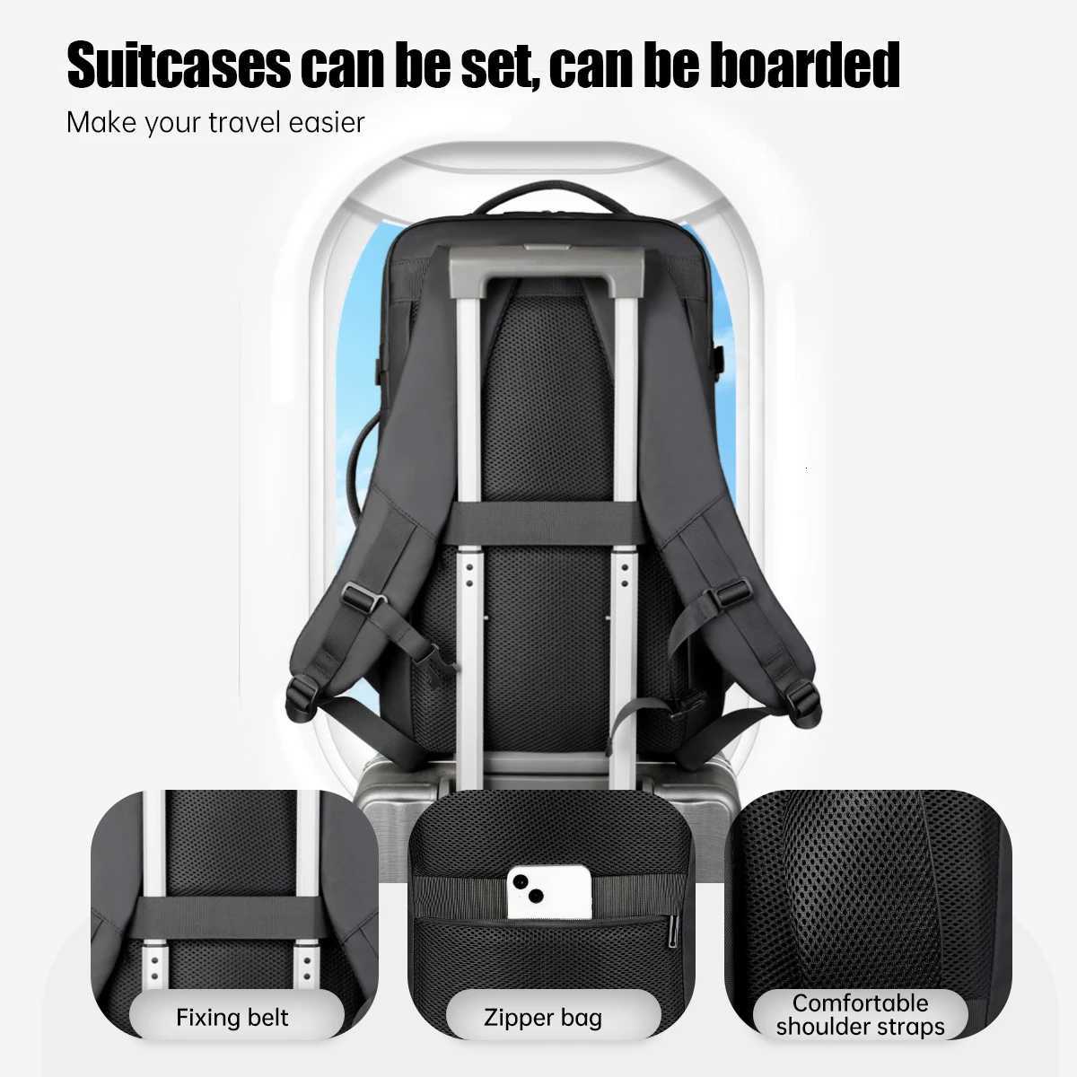 Mens Business Commuter Backpack Large-Capacity 16-Inch Computer Bag for Business Trips College Student School BagM251222