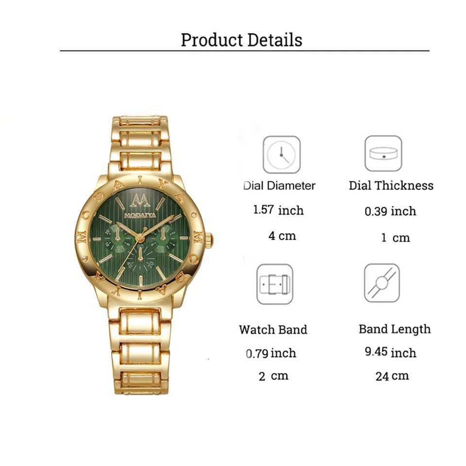 Fashion Light Luxury Tren Round Dial Alloy Str Wen Quartz Gemstone Set of 2 for Christmas and Thanksgiving M251222