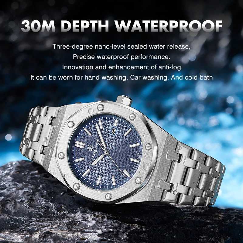 PAAZU Round Luxury Men Wrist Waterproof Luminous Date Stainl Steel M Clock Busin Sports Quartz es For Men M251222