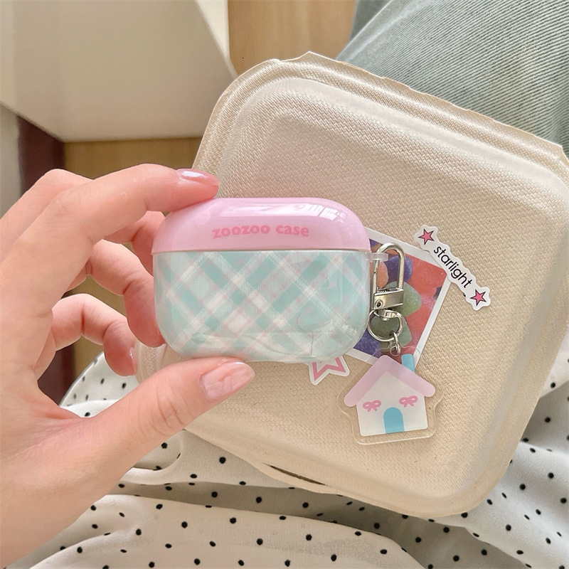 Summer Color-Block Plaid Pendant Compatible with Apple Case AirPods Pro 2nd Generation 2022 Earphones 4