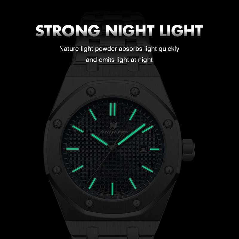PAAZU Round Luxury Men Wrist Waterproof Luminous Date Stainl Steel M Clock Busin Sports Quartz es For Men M251222