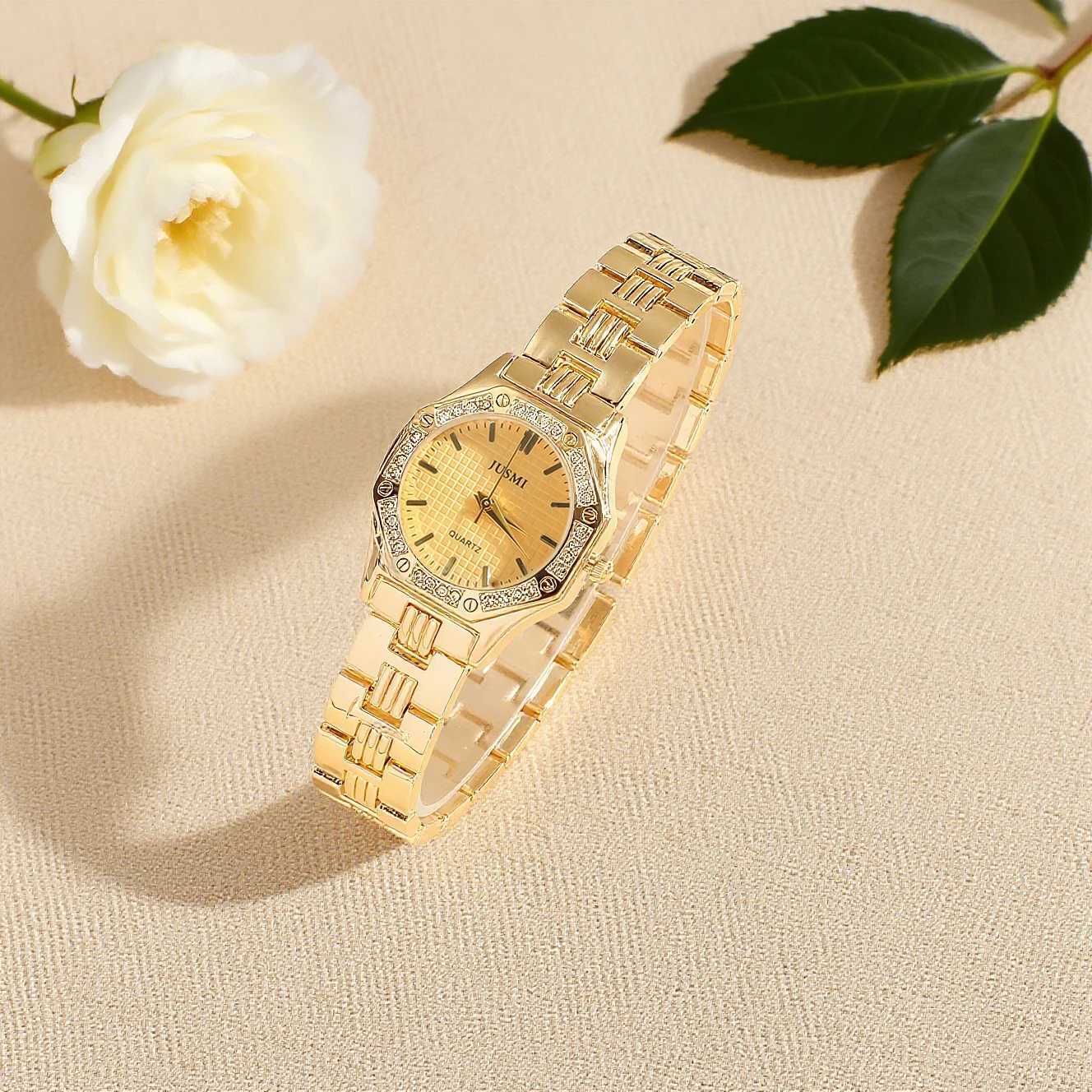 Fashionable diamond-encrusted Octagon case steel str wens quartz set of 5 suitable for holiday gifts M251222