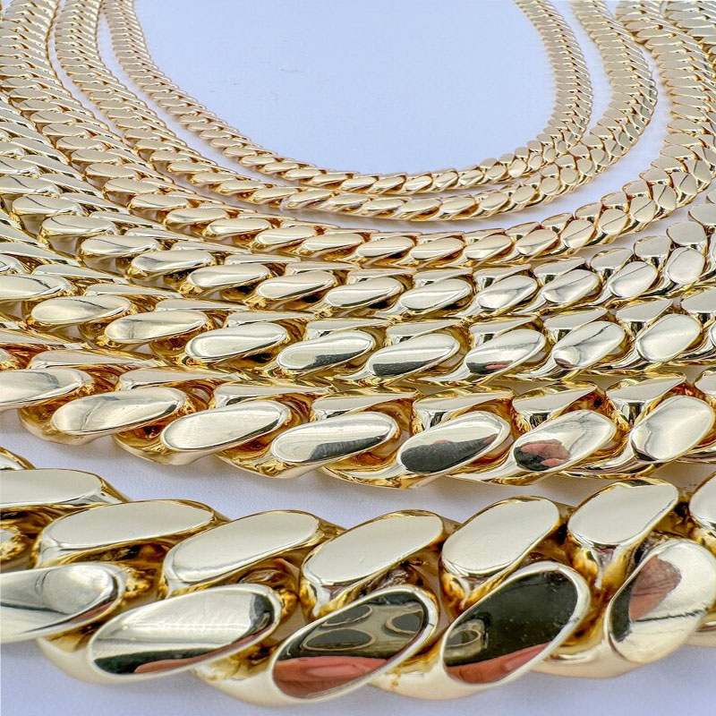 Handmade 12mm-22mm Hip Hop Heavy Large Miami Cuban Link Chain 18k gold chain Mens Necklace bracelet Real Gold Plated Men Jewelry