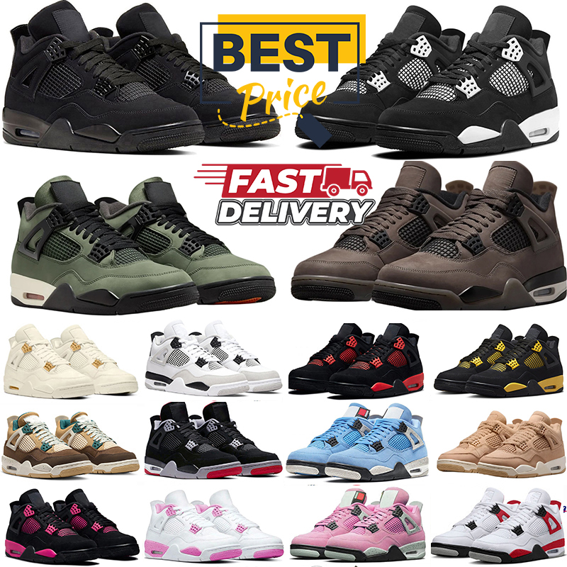 Designer 4 4s Basketball shoes Men Women 4s Sneakers Cave Stone 4s Military Black Cat 4 White Thunder University Blue Worn Blue Cozy Girl Sport Trainers