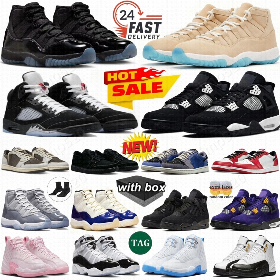 With Box 4s 5s 11s basketball shoes 4 Black Cat 2025 Gamma blue 11 Pearl Rare Pearl Pink H-Town Orchid Purple Thunder lmperial women men sneakers trainers sports