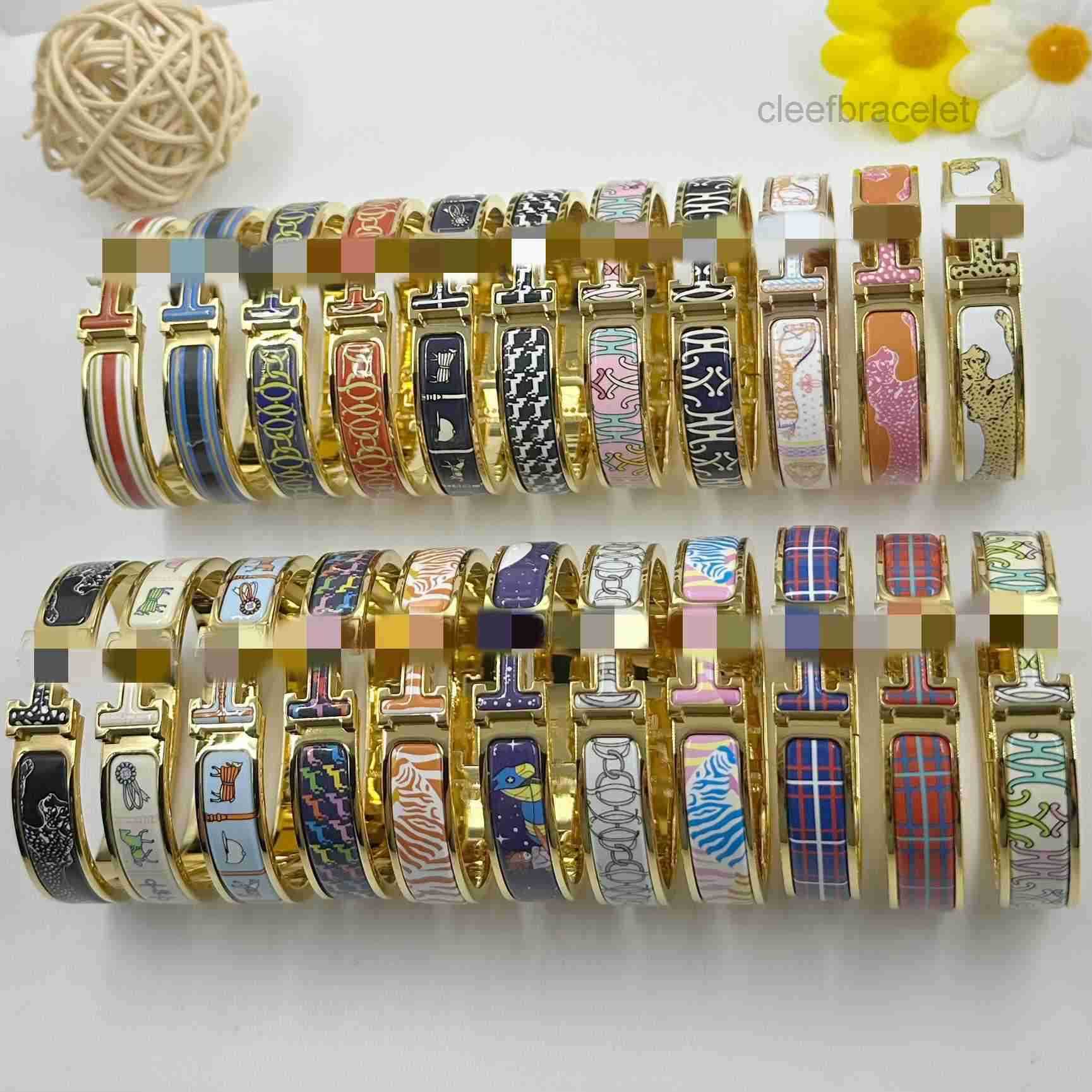 Bangle New Love Home Enamel 12mm H Letter Fashion and Versatile Animal Pattern Bracelet J25022528PX