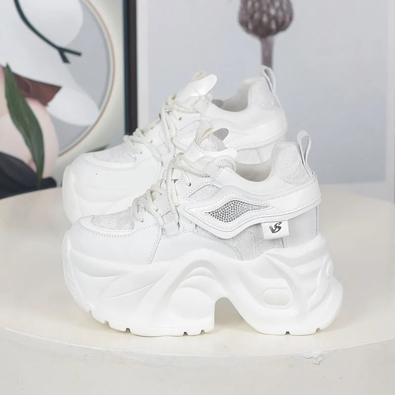 Women Casual Platform Sneakers 12CM High Heels Winter Sports Leather Shoes Bling Trainers Chunky Boots Zapatillas Mujer 251218