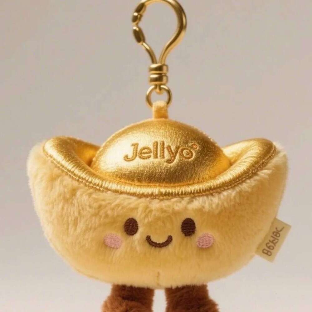 Original New Super Cute Lucky Fortune Gold Ingot Plush Doll Small Pendant Toy Auspicious Gift
