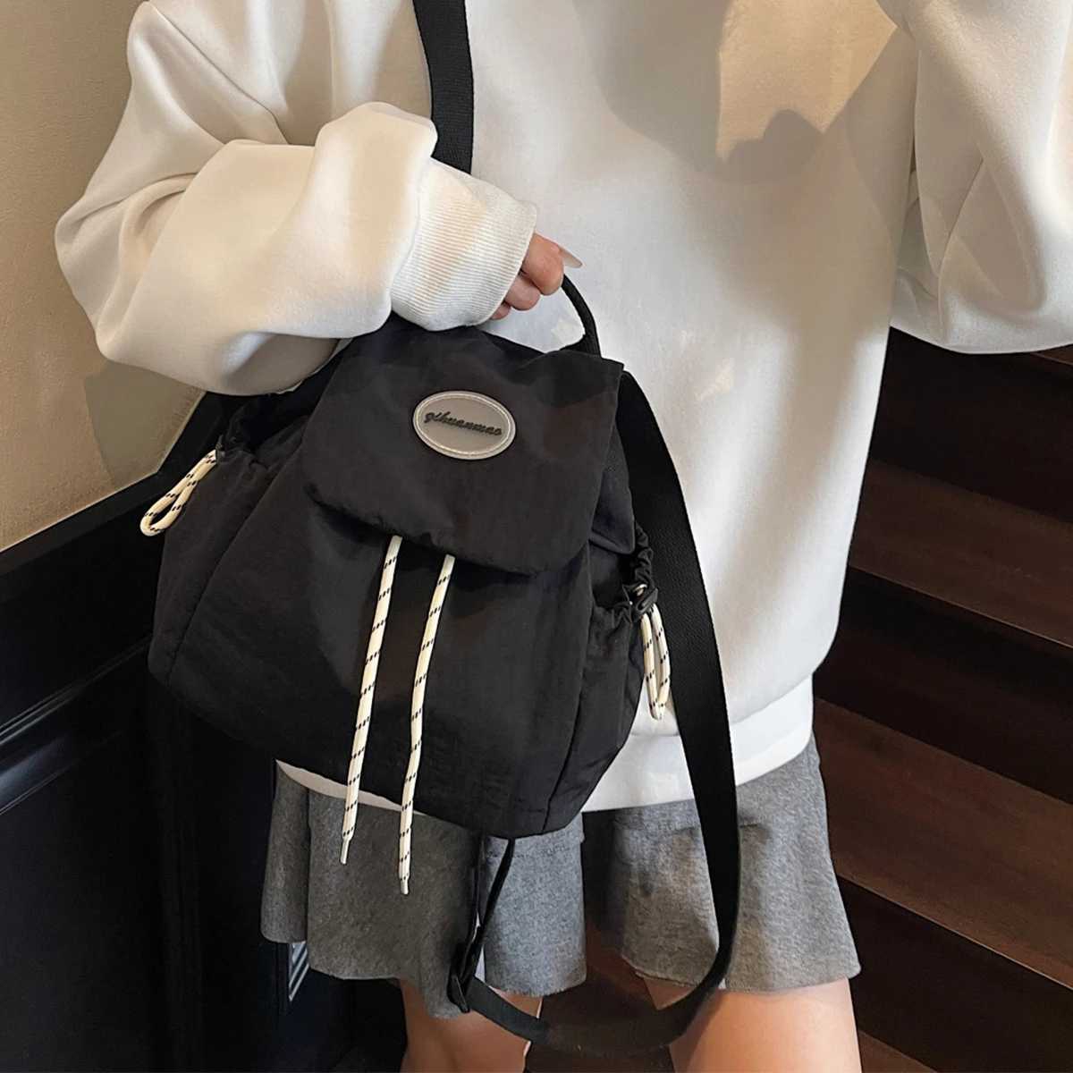 Japanese-Style Washed Canvas Vintage Small Backpack for Female College Students Trendy Casual Versatile Mini Hiking Backpack for Commuting Work and Tr