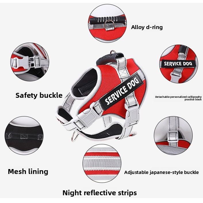 Adjustable Dog Harness for Large Breeds Golden Retriever Labrador No Pull Reflective Pet Vest with Leash