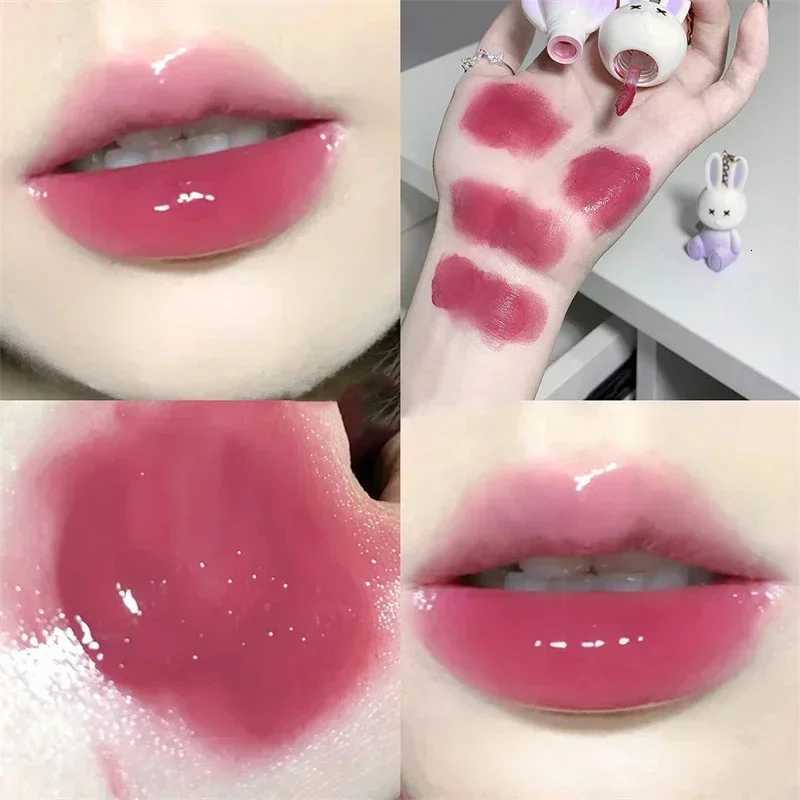 Cute Rabbit Mirror Lip Glaze Keychain Lipstick Waterproof Lip Gloss Long Lasting Non-stick Cup Women Lip Glaze Cosmetic 6 ColorsT251222