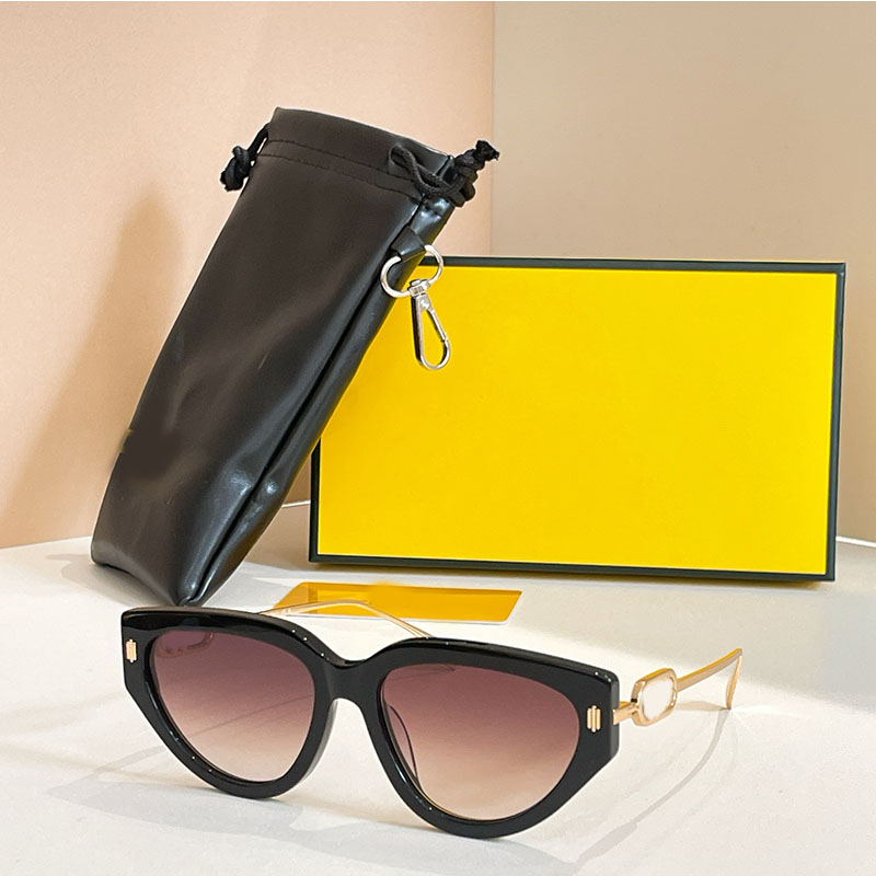 Luxury and trendy cat eye designer womens sunglassestop-quality acetate frame beach vacation sunglasses UV protection belt box FE40192I
