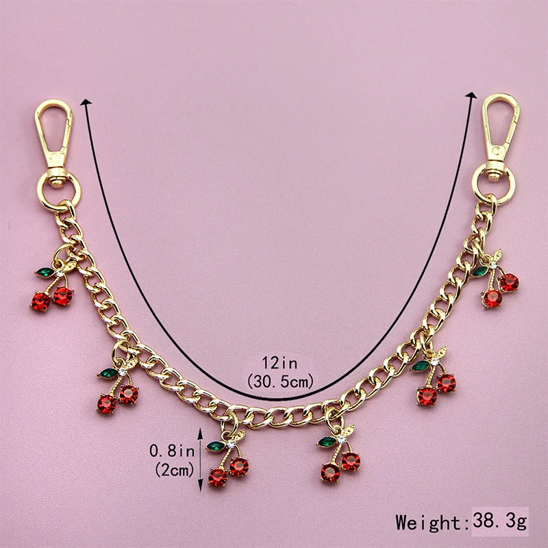 Fashion temperament glass stone red cherry chain jewelry bag hanging charm accessories 251219