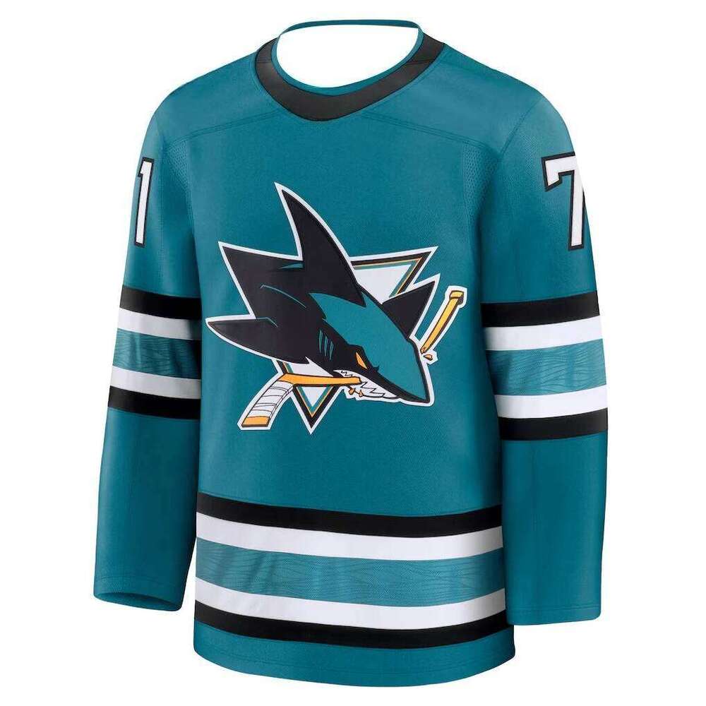 Hockey - Teal/Black/White Accents "Celebrini 71" Shark Logo Breathable Sports Jersey 3d HD Prints X251222