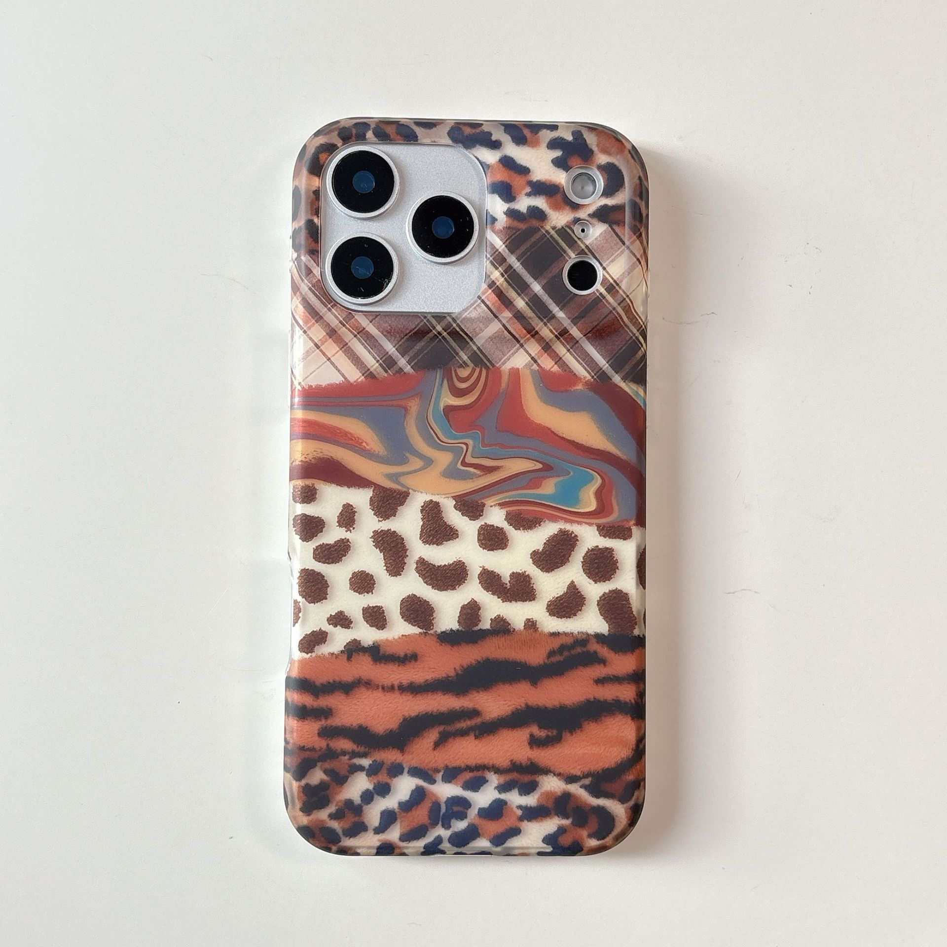 Spliced Leopard Print Case for iPhone 16/17, 15 Pro Max, Winter 17 Pro, Couple 14, New 16