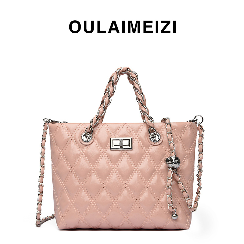 OULAIMEIZI designer bag 2025 large capacity diamond grid chain bag feminine casual commuting diagonal cross bag