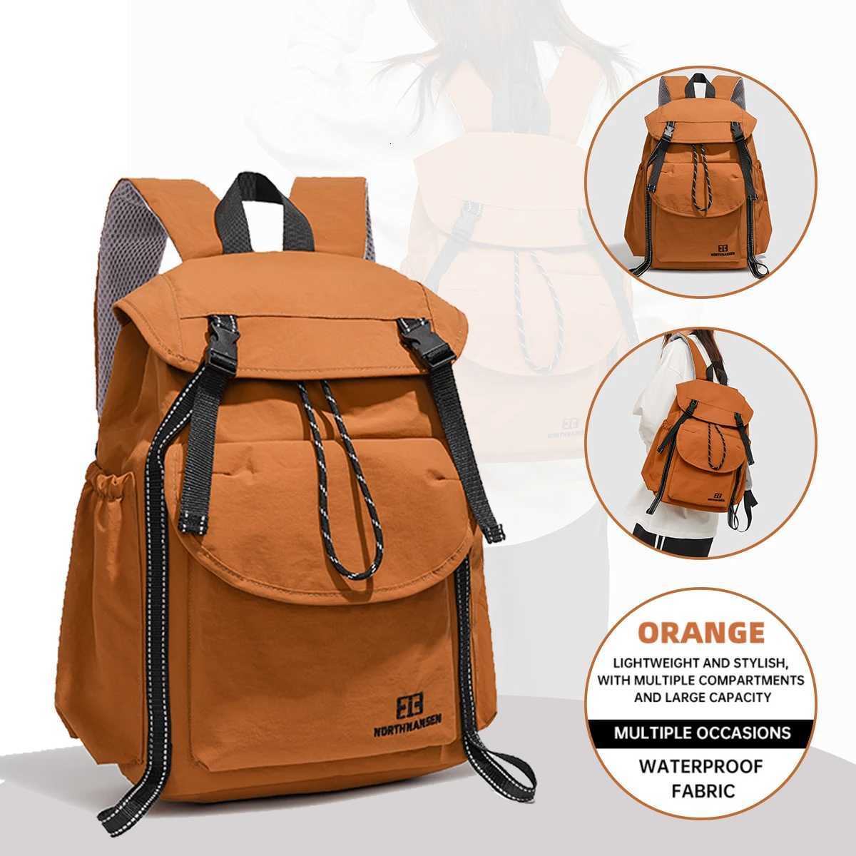 Designed Backpack Large Capacity Drawstring Washed Cloth Multi-Functional Outing Lightweight Work Clothing High School StudM251222
