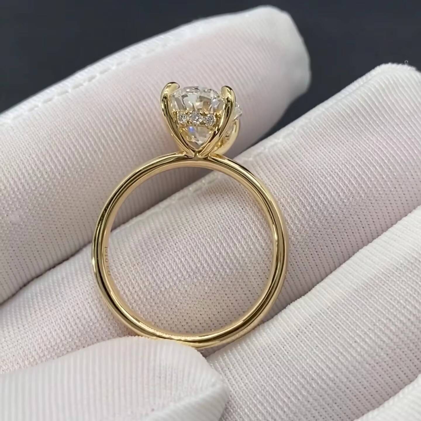 Anster Certificated CVD HPHT Oval 2ct 5ct Lab Grown Diamond Ring Custom 10k 14k 18k Solid Gold Ring Fine Jewelry