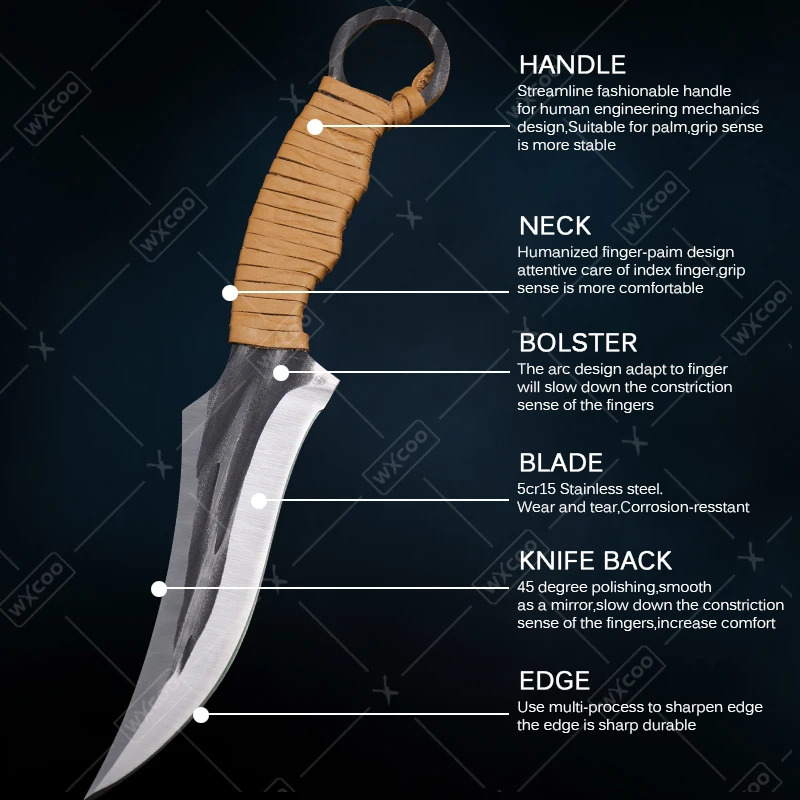 WXCOO Kitchen Knife Set Chef Buther Boning Knife Utility Knife Slicing Meat Fish Cleaver Kitchen Knives Stainless Steel Handle 251218 - view 3